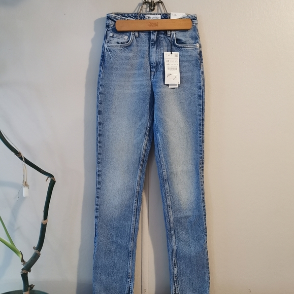 Zara Split Hem Slim High-Rise regular Length NWT Size 2 - Picture 5 of 9